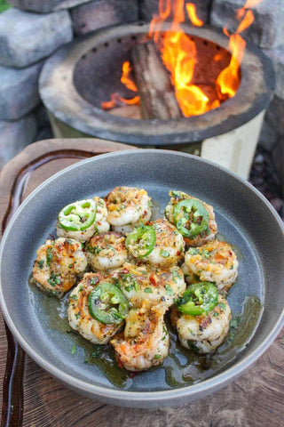 Cooked shrimp on a serving plate