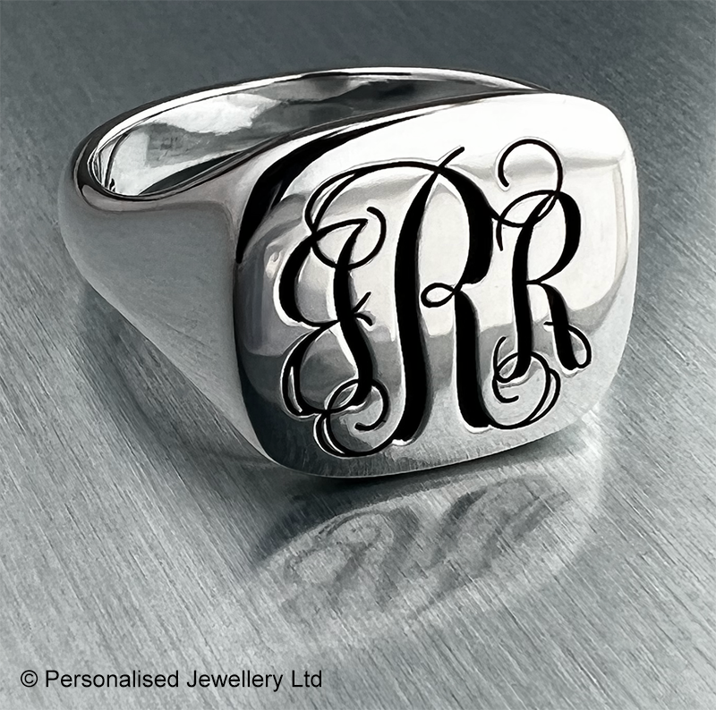 mens signet ring sterling silver example of engraving