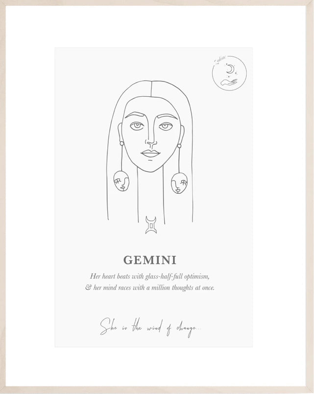 Gemini Zodiac Print - A5