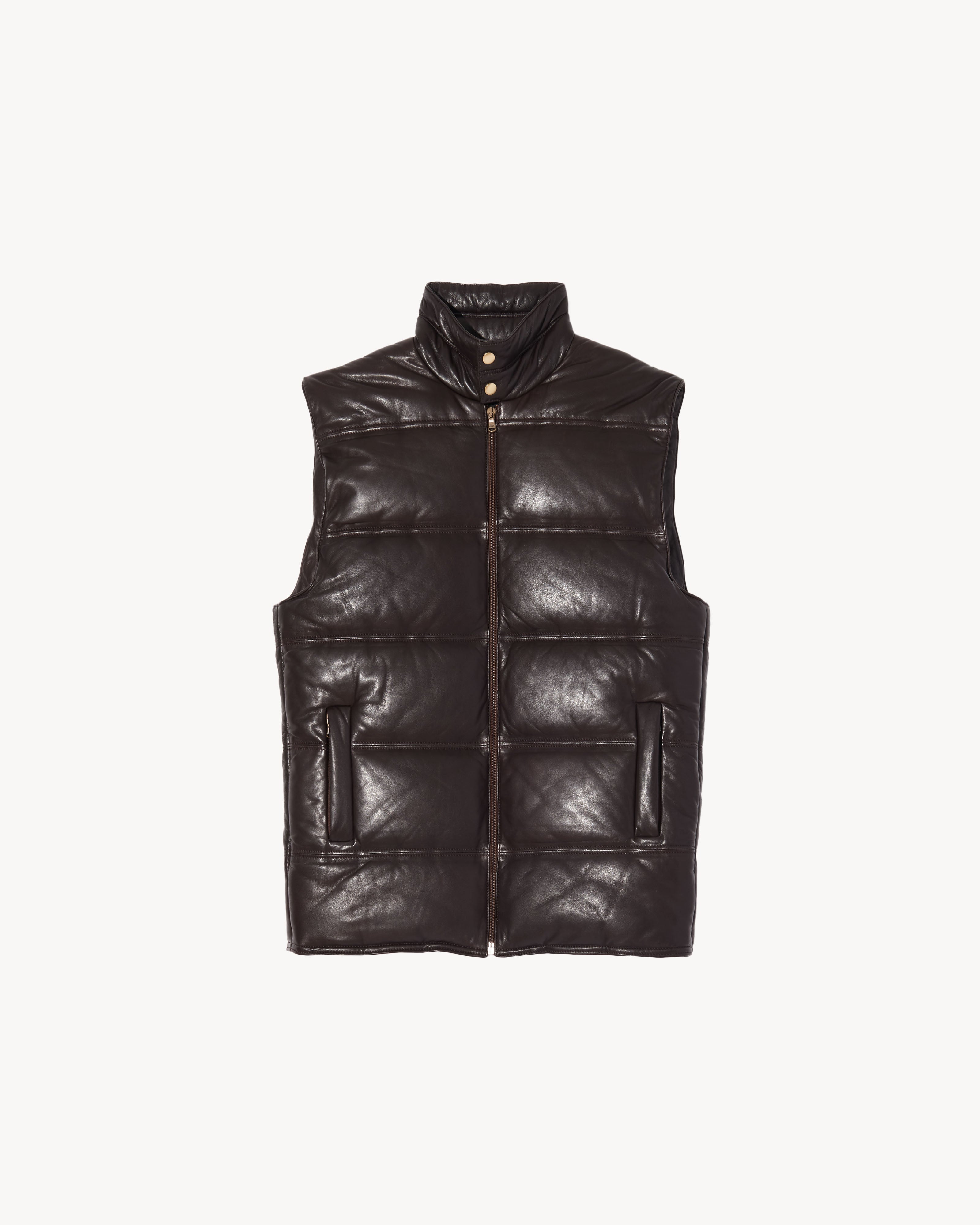 DANY LEATHER PUFFER VEST