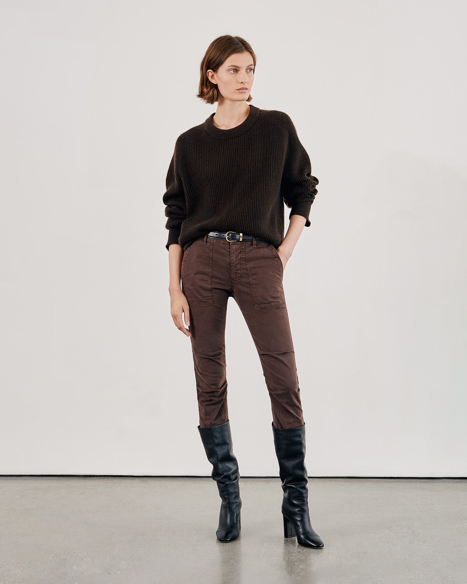 Nili Lotan Cropped Military Pant In Marine Blue