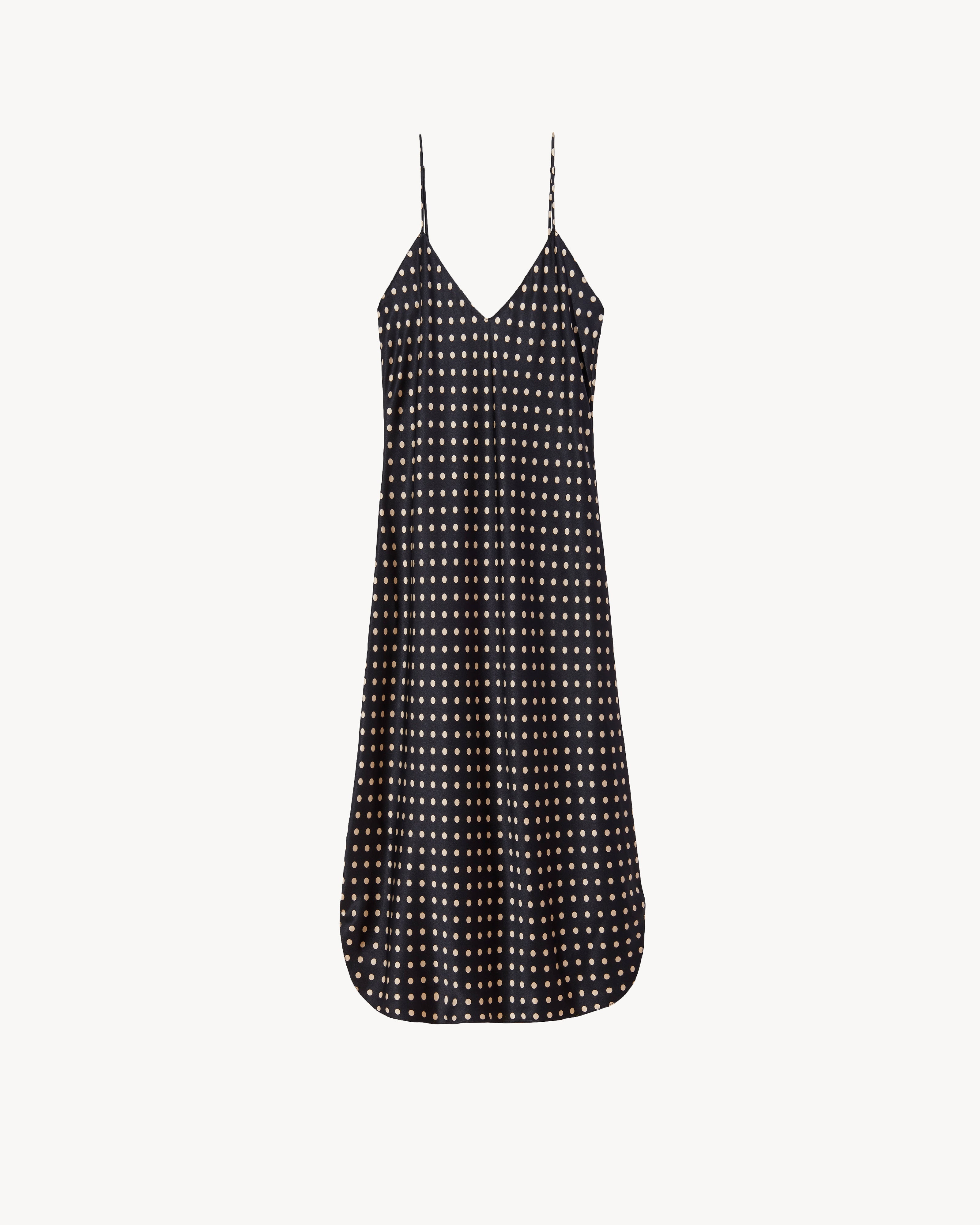 Nili Lotan Short Cami Dress In Black/beige Dots