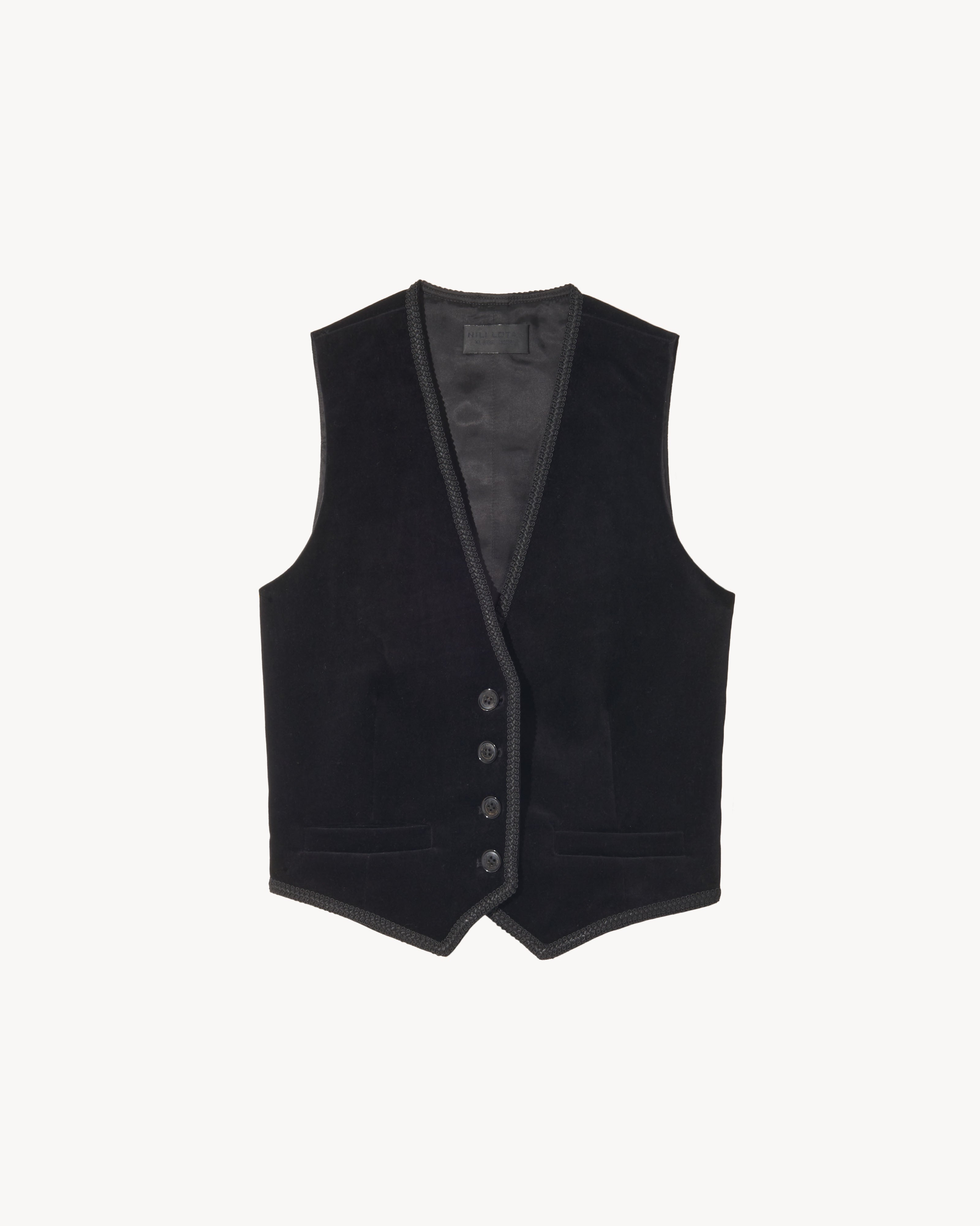 Nili Lotan Felix Velvet Vest In Black | ModeSens