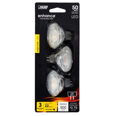 2 Pack (3 per pack) | Feit Electric bulbs | 6.6W | White | MR16 | LED | 50W Eq