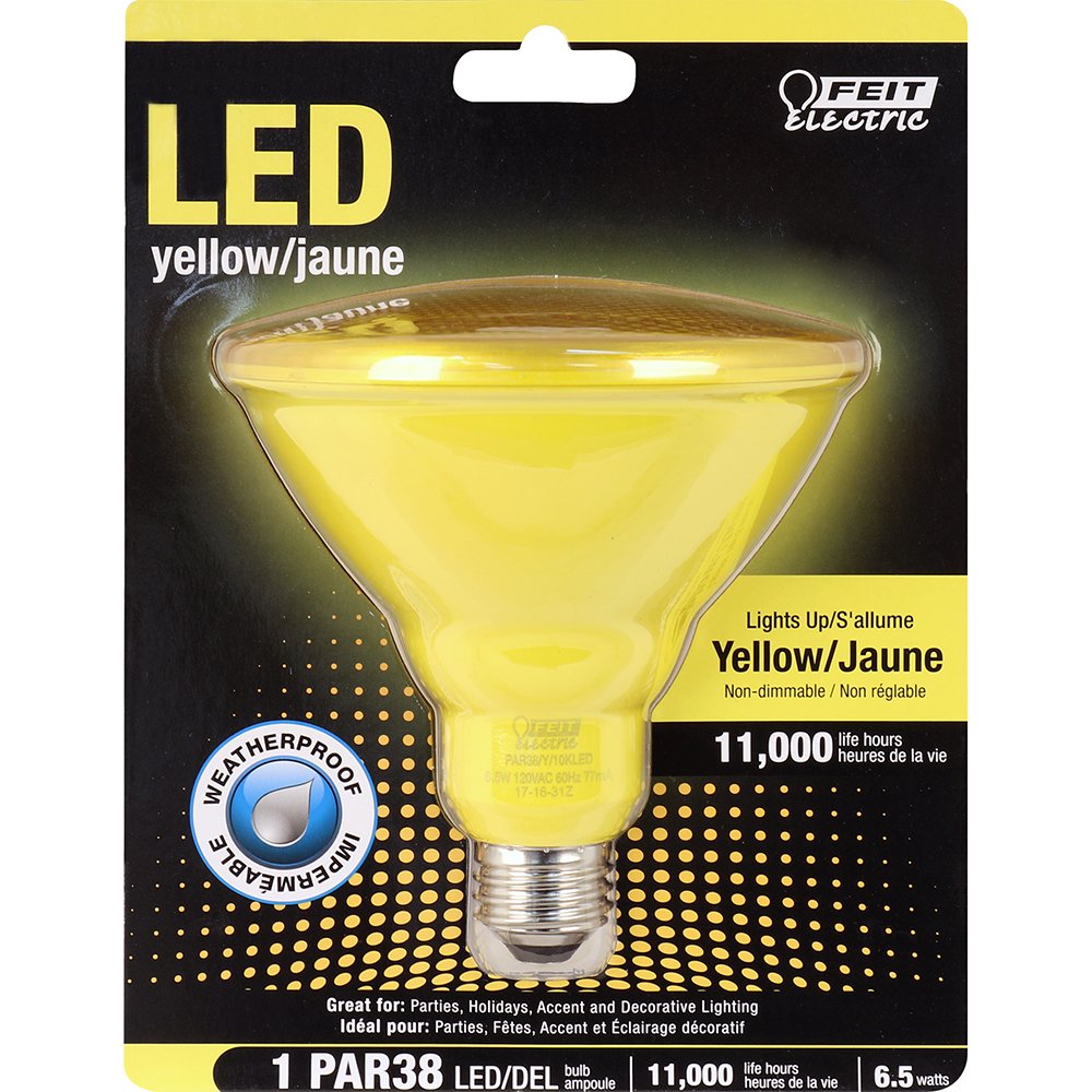 2 Pack | FEIT ELECTRIC PAR38/Y/10KLED Non-Dimmable Led Lamp | 120 Vac | CRI >80 | 4-3/4 in Dia X 5 in L | 2 Count | Yellow