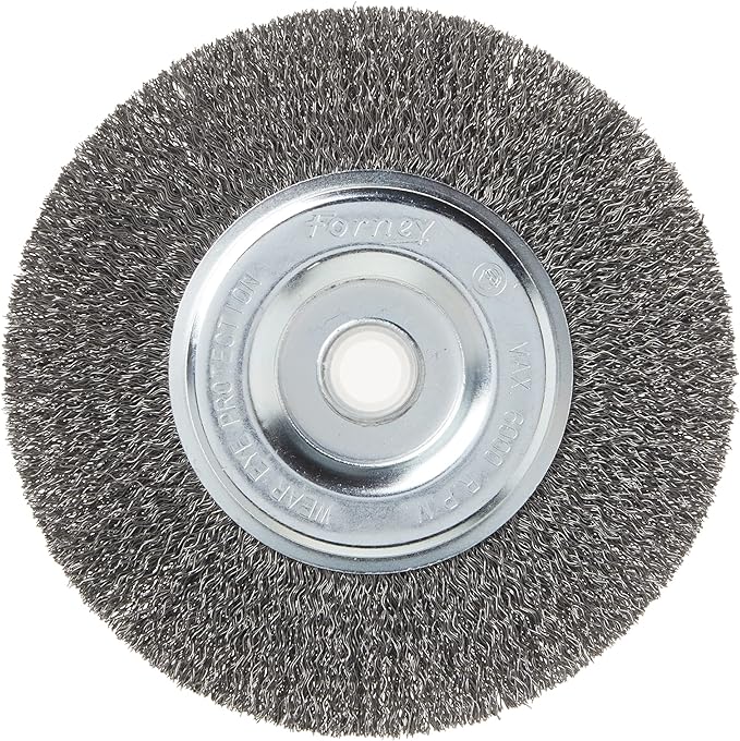 Forney 72745 Wire Wheel Brush | 6 In Diameter | Metal | 6000 rpm