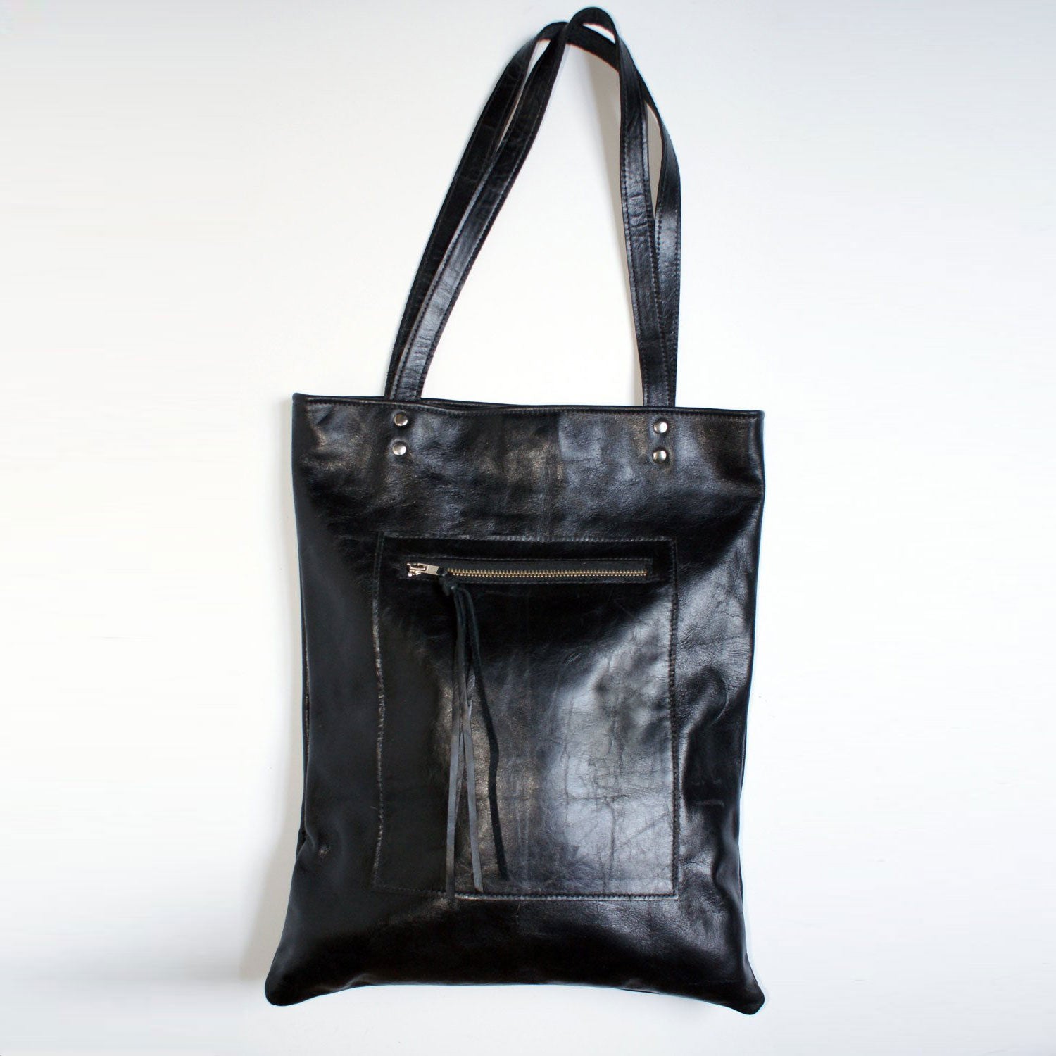 Hacker Leather Tote | Black Natural Grain