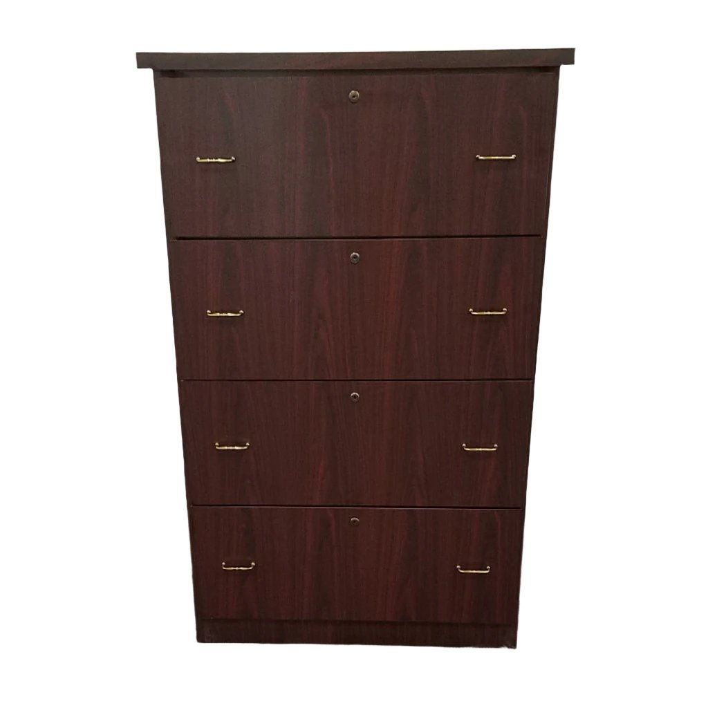 Mahogany Four Drawer Lateral File Cabinet Executive Trim ...