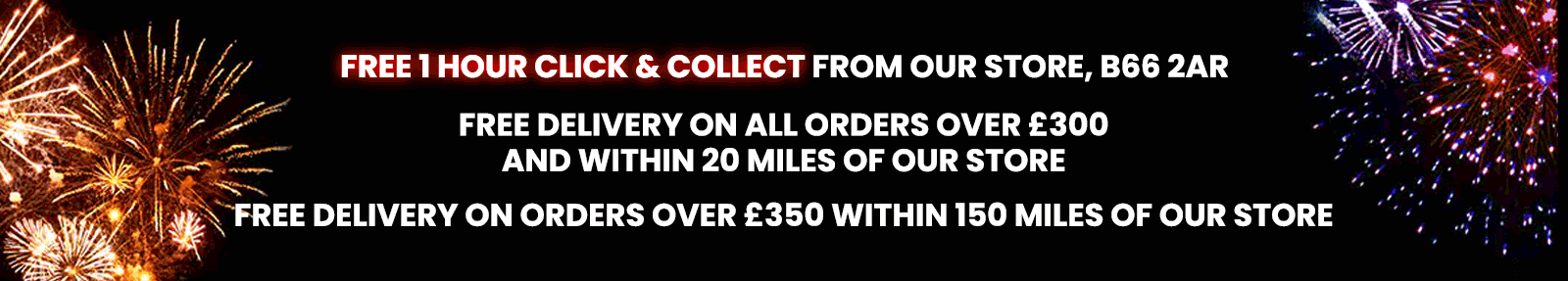 Spend £350 or over & get free delivery up to a 150 mile radius around birmingham