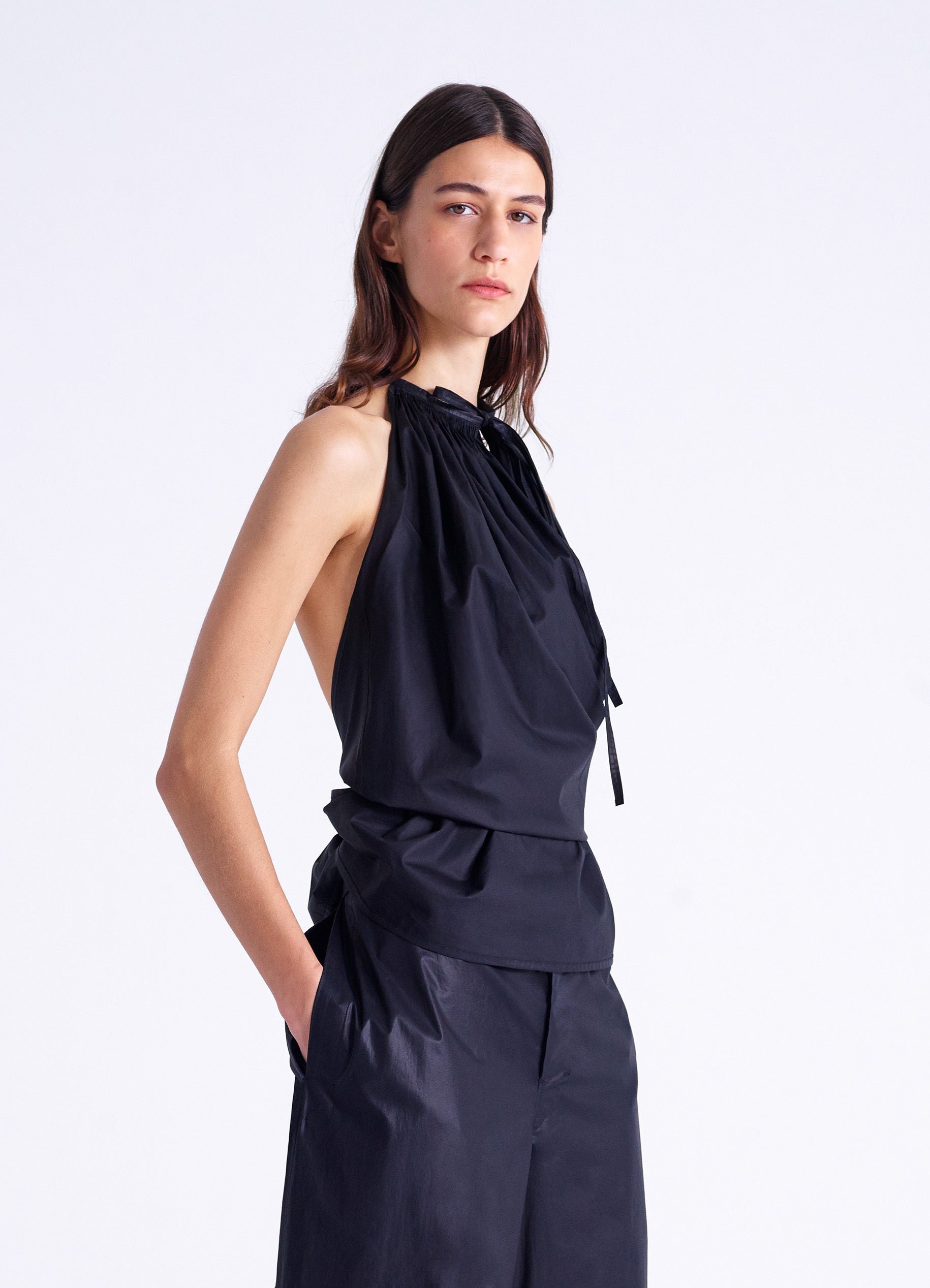 Pleated sleeveless top