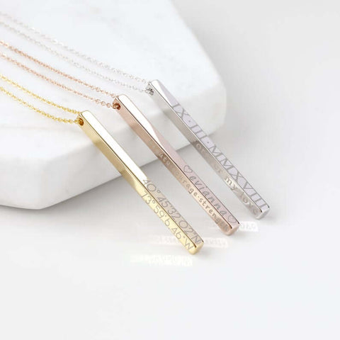 Personalized Vertical Bar Necklace