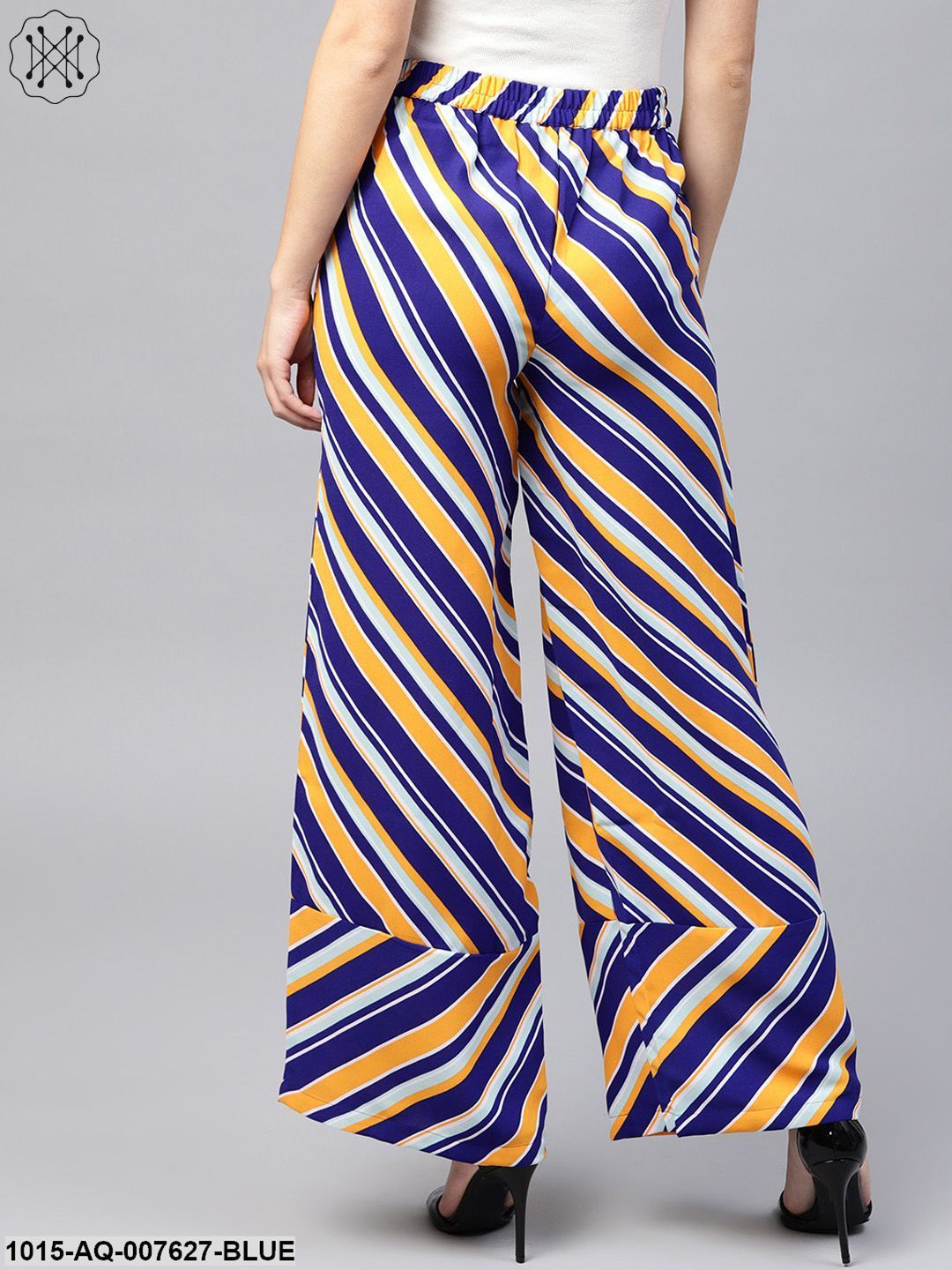 blue and yellow striped pants