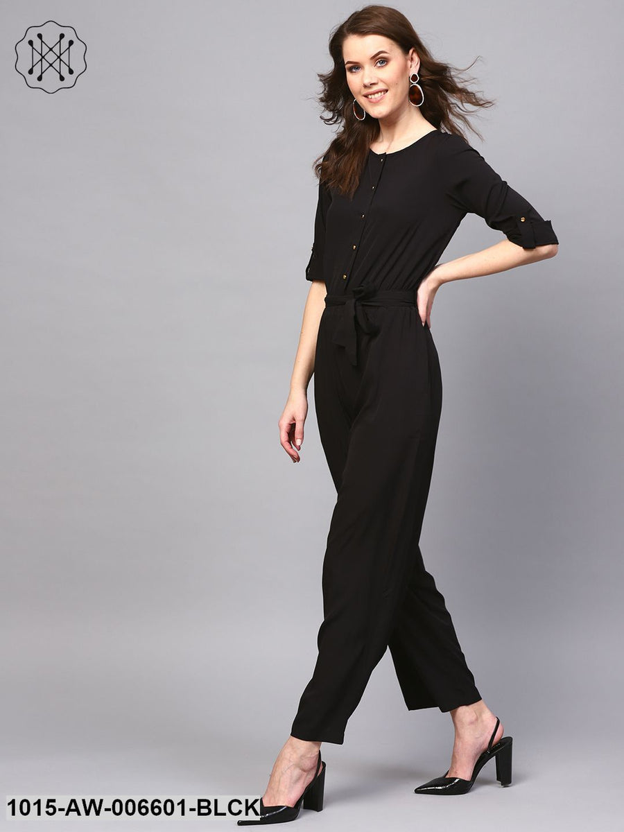 AMERI UND BAL COLLAR FRONT OPEN JUMPSUIT - オールインワン