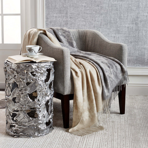 michael aram orchid throw in grey and linen