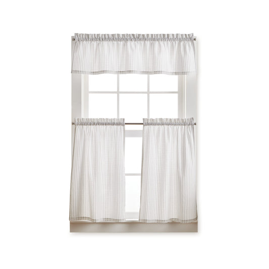 3pc Water's Edge Tufted Window Valance And Tiers Set White - Martha Stewart  : Target