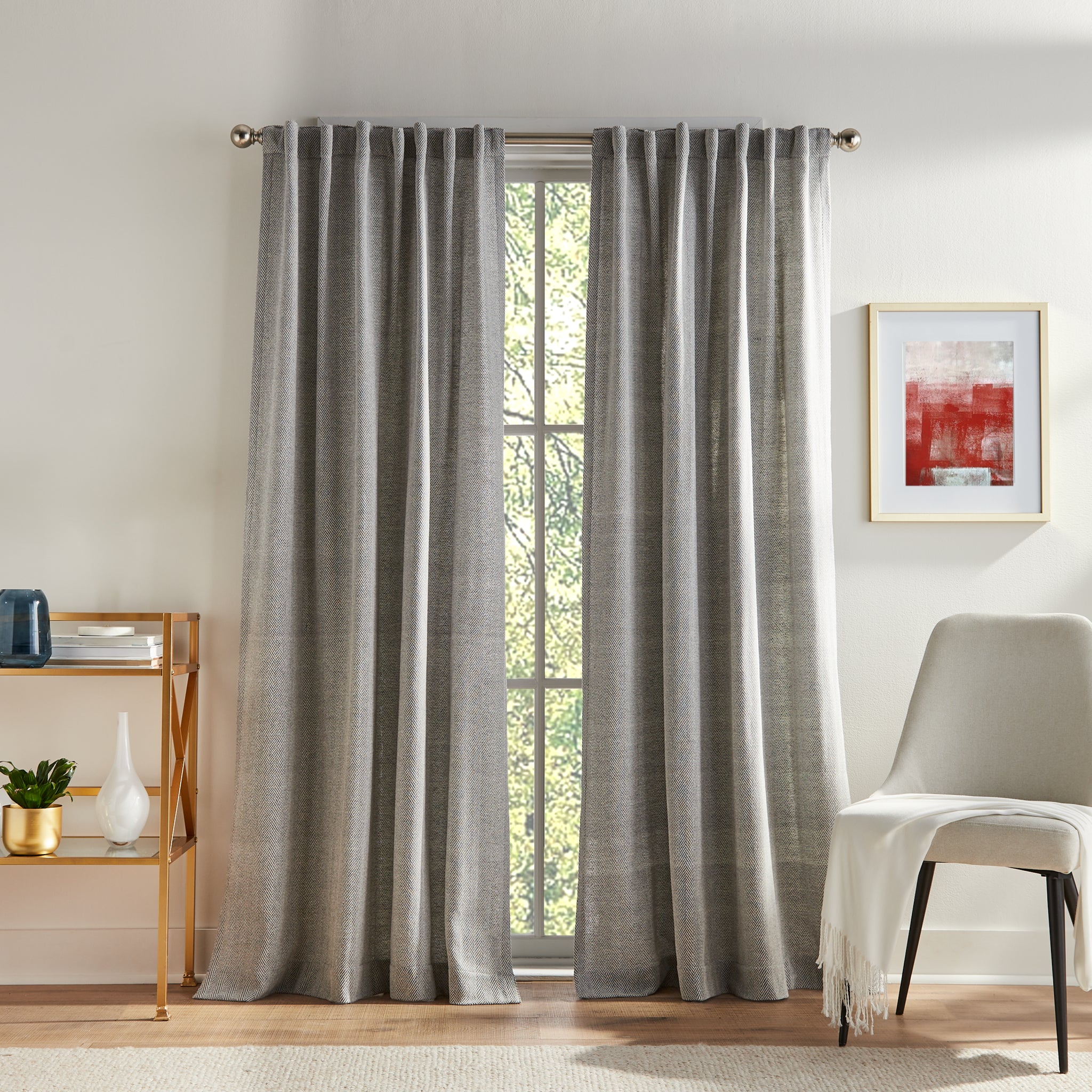 Tommy Hilfiger Herringbone Curtain Panel Pair - decoratd product image