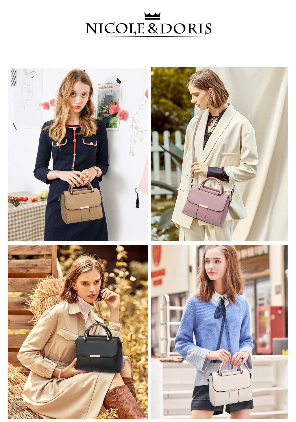 NICOLE & DORIS Top Handle Bag of Women Crossbody Bag Handbag with Arc –  NICOLE&DORIS