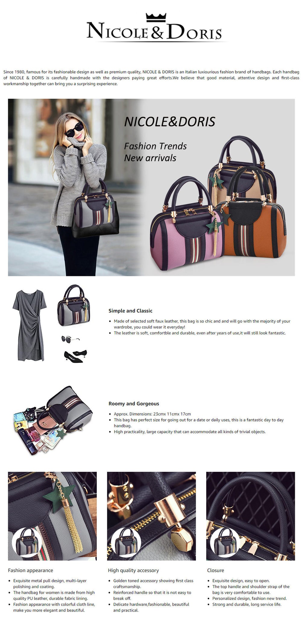 NICOLE&DORIS New Women Shoulder Bags Lady Fashion Design Handbags Tot