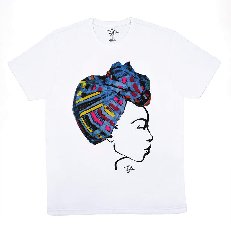 MISS AFRICA WITH TRIBAL TRADITION HEAD WRAP (UNISEX SHORT SLEEVE T-SHIRT)