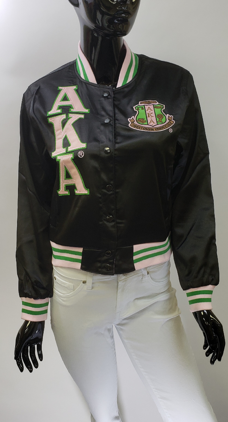 alpha kappa alpha satin bomber jacket