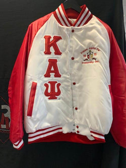 Alpha Psi-Satin Jacket-White/Red Two-Color