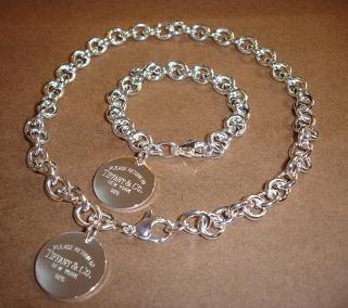 tiffany silver necklace and bracelet set