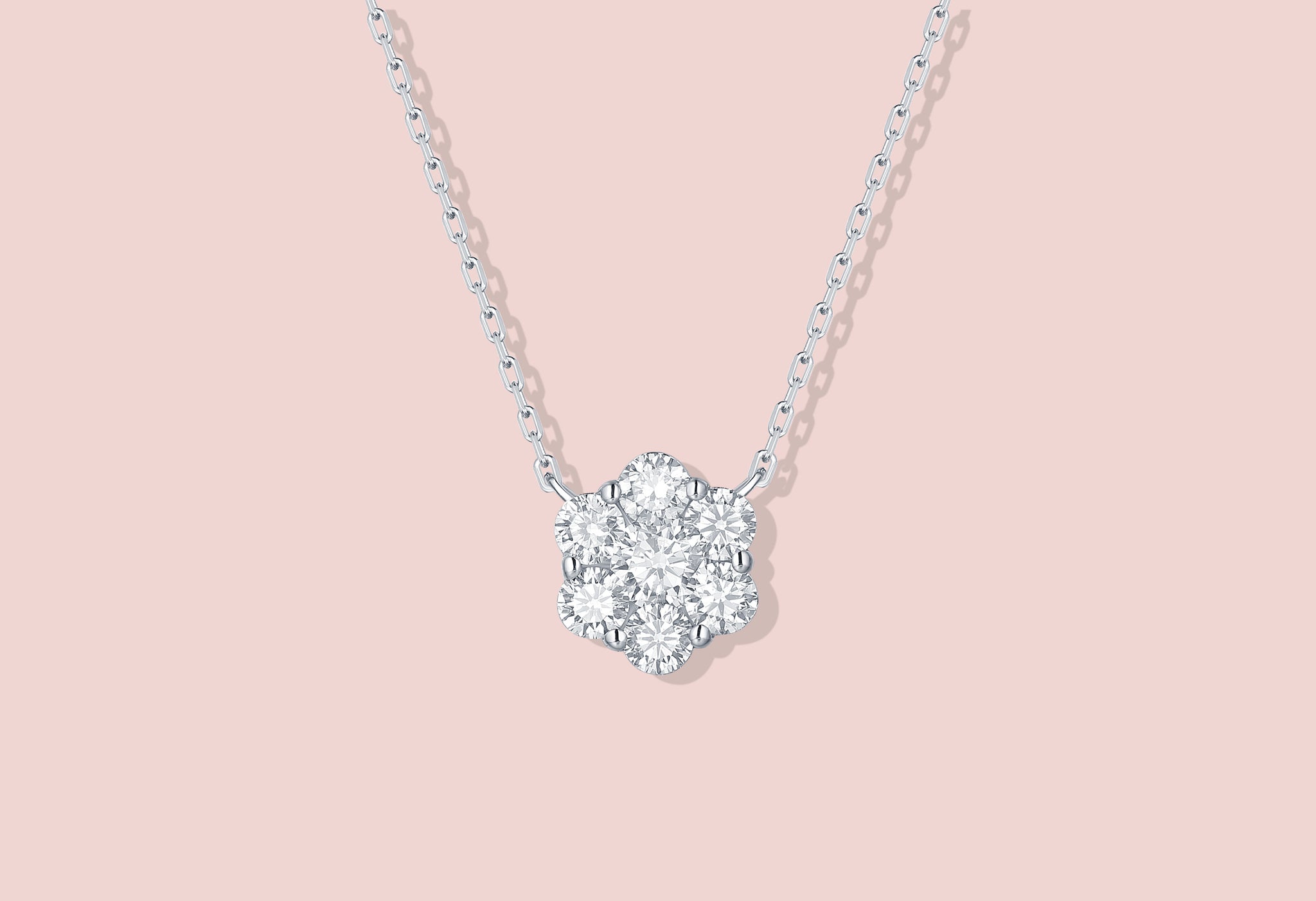 Essentials 0.75ct Cluster Flower Necklace NL-00086WHT-$1149