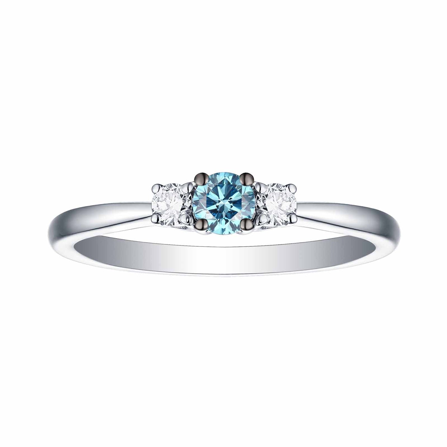 Blush Blue 0.25ctw Three Stone Lab Grown Diamond Ring R-00031BLU