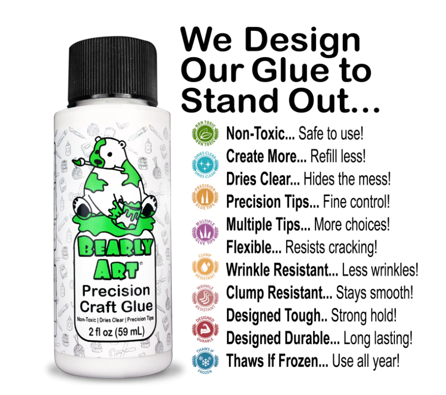 Bearly Art Precision Craft Glue 11Fl Oz Refill - Dries Clear