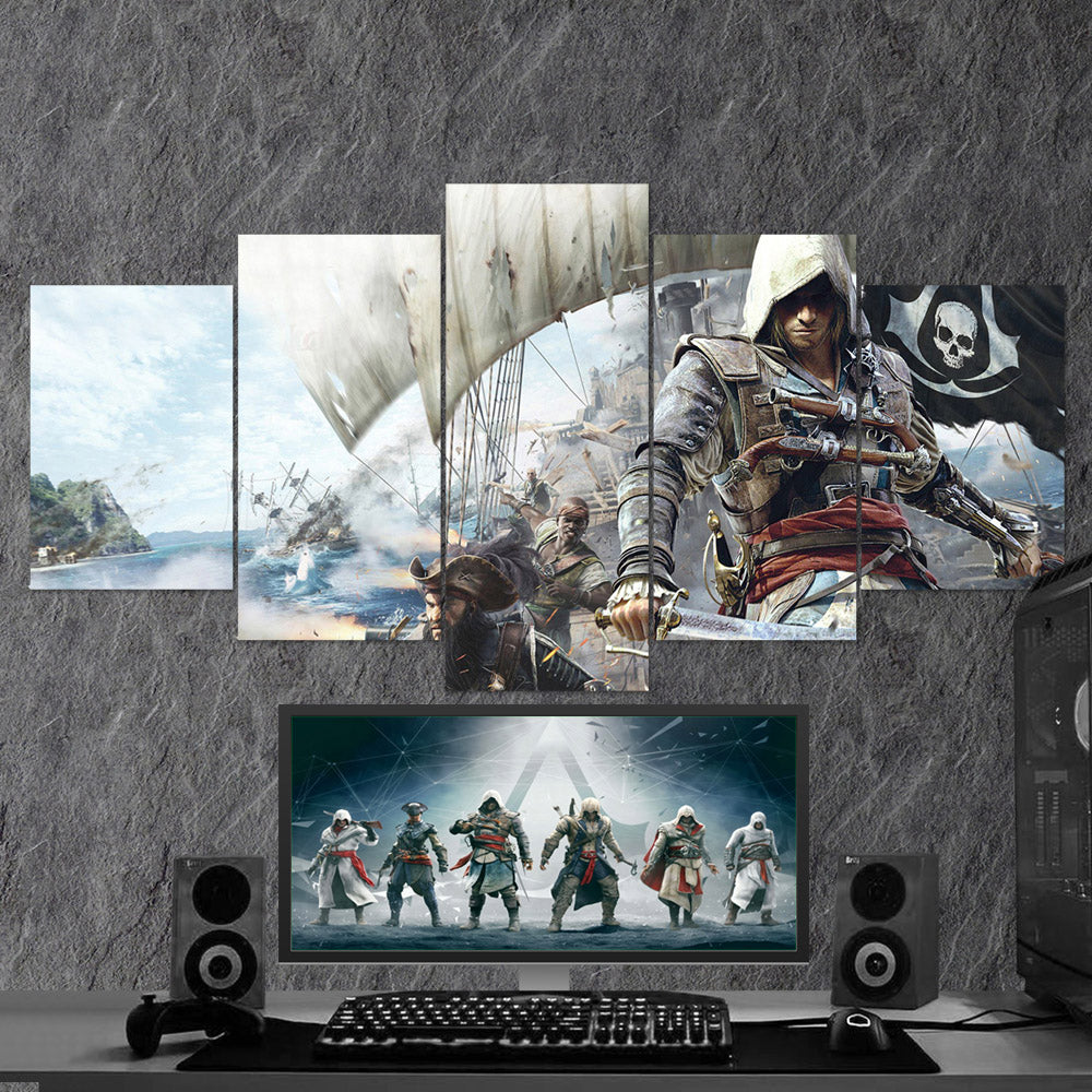 Assassin S Creed Black Flag 48 5 Piece Canvas Wall Art Gaming Canvas