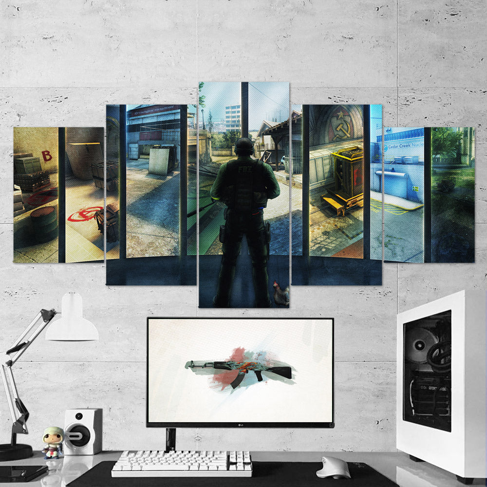 Cs Go Counter Strike Global Offensive 05 5 Piece Canvas Wall Art Ga