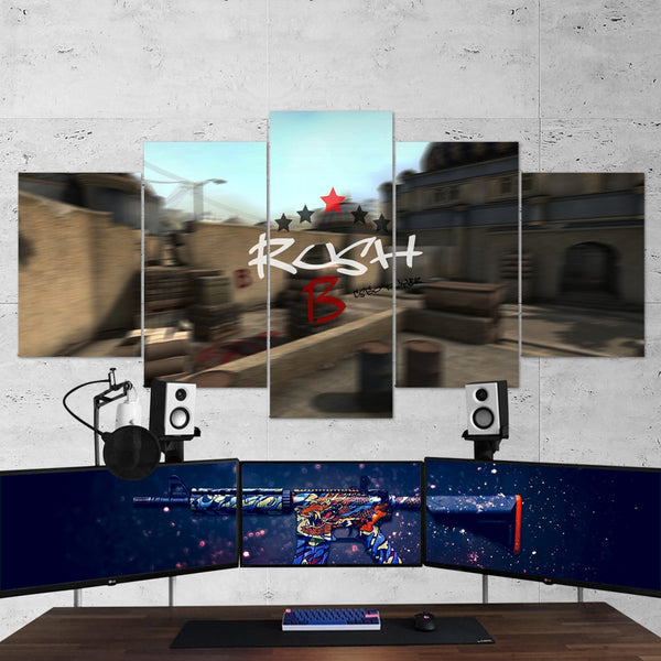 CS:GO Counter-Strike: Global Offensive 22 Rush B 5 Piece Canvas Wall Art Gaming Canvas