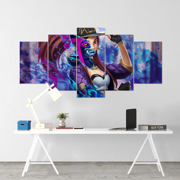 League Of Legends 06- Akali 5 Piece Canvas Wall Art Gaming Canvas - LOL Canvas