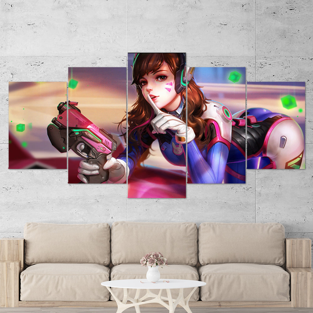 Overwatch 06 Dva 5 Piece Canvas Wall Art Gaming Canvas