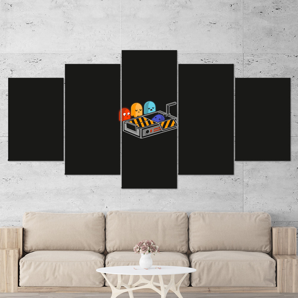 Pac Man 01 Ghostbuster Minimalist 5 Piece Canvas Wall Art Gaming Canva