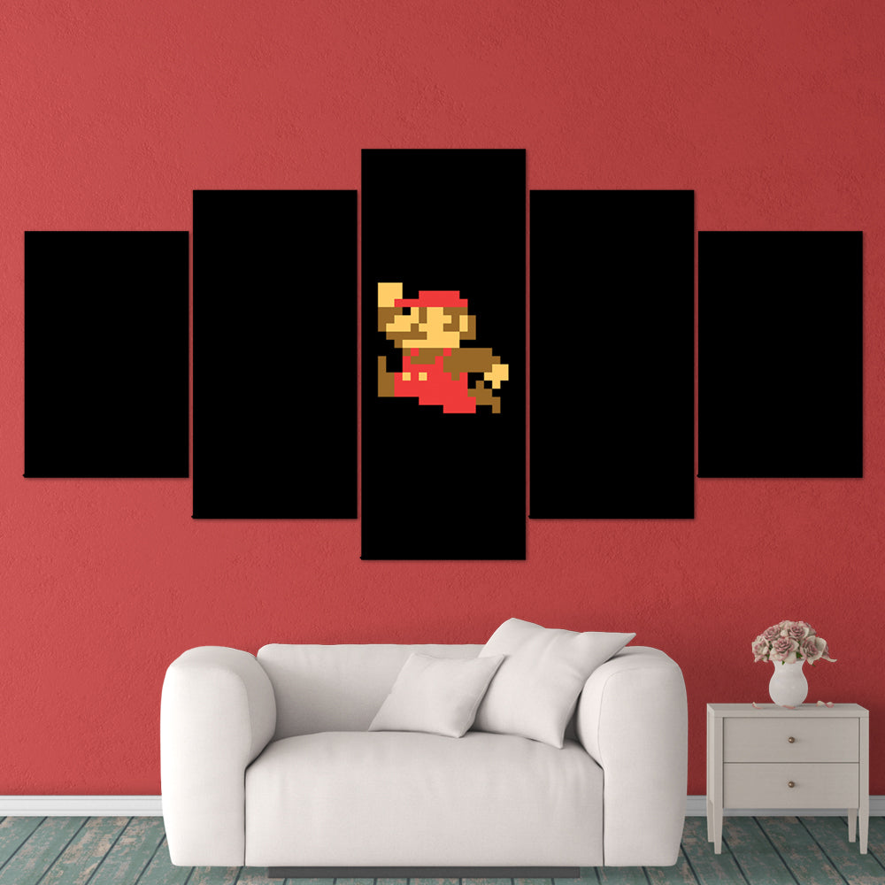 Super Mario 14 8bit Mario 5 Piece Canvas Wall Art Gaming Canvas