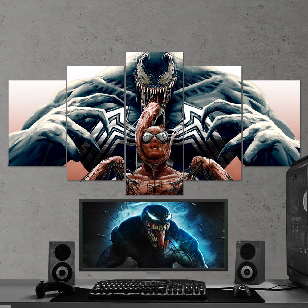 Venom Vs Spiderman Canvas 5 Piece Canvas Wall Art
