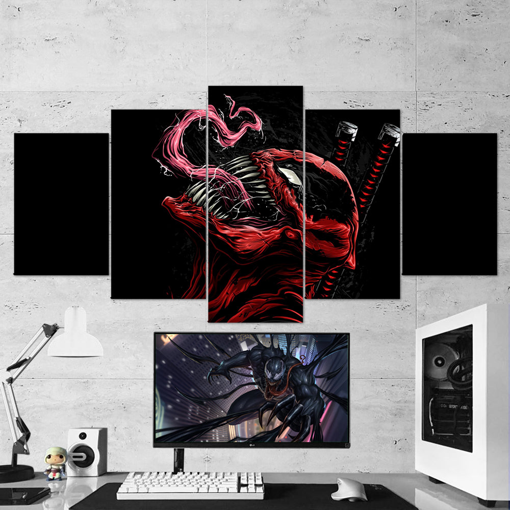 Venom Deadpool 5 Piece Canvas Wall Art Gaming Room Canvas