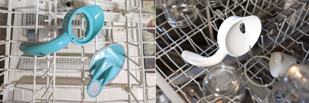 Side by side of regular mouth and wide mouth Ergo Spout® - Dishwasher