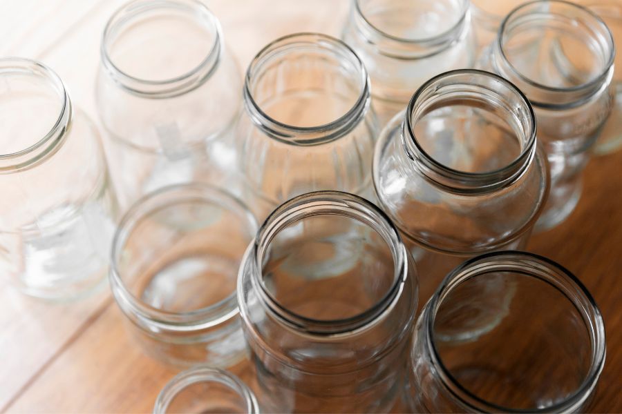 Various sizes of mason jars all empty