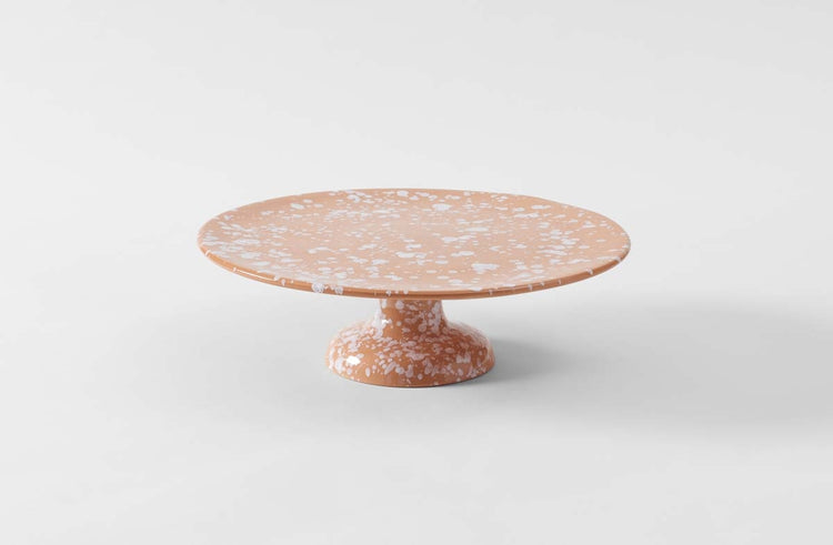 White on Terracotta Splatterware Cake Stand