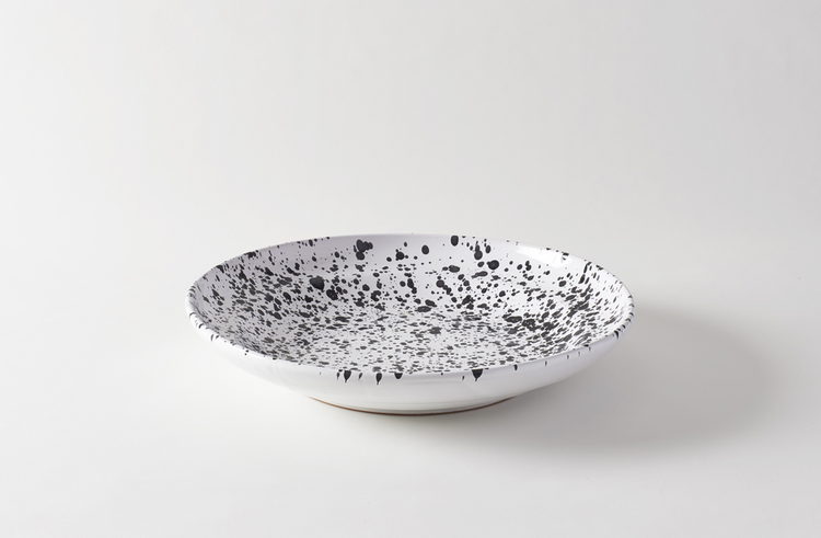 Black on White Splatterware 17 Inch Serving Platter