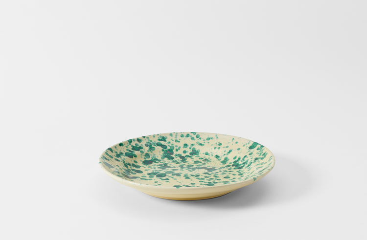 Green on Cream 14 Inch Splatterware Platter