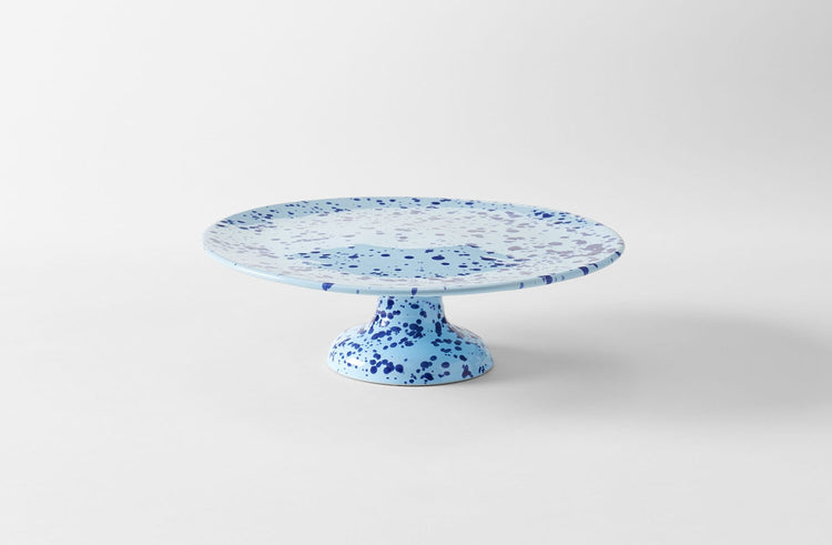 Blue on Blue Splatterware Cake Stand