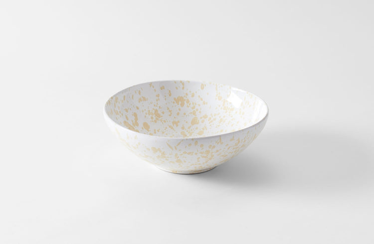 Cream on White Splatterware 13 Inch Serving Bowl