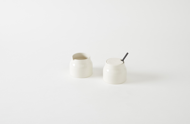 John Pawson Sugar Pot and Milk Jug with Ebony Spoon