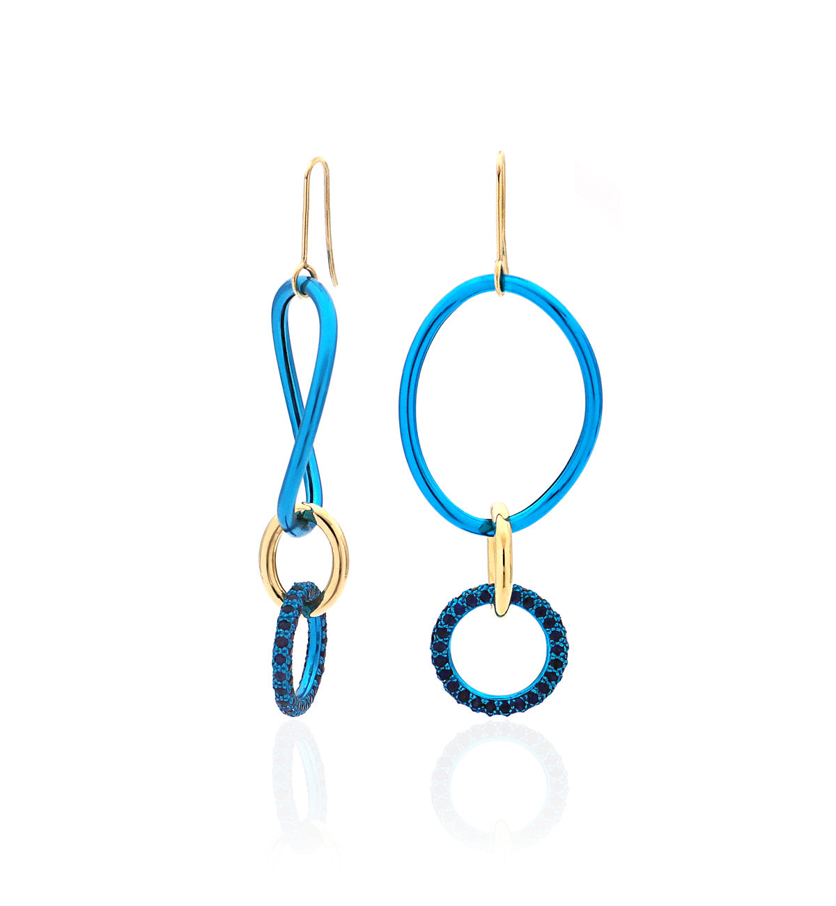 STELLA COLLECTION 18KT GOLD EARRINGS - BLUE SAPPHIRES - SMALL LINK