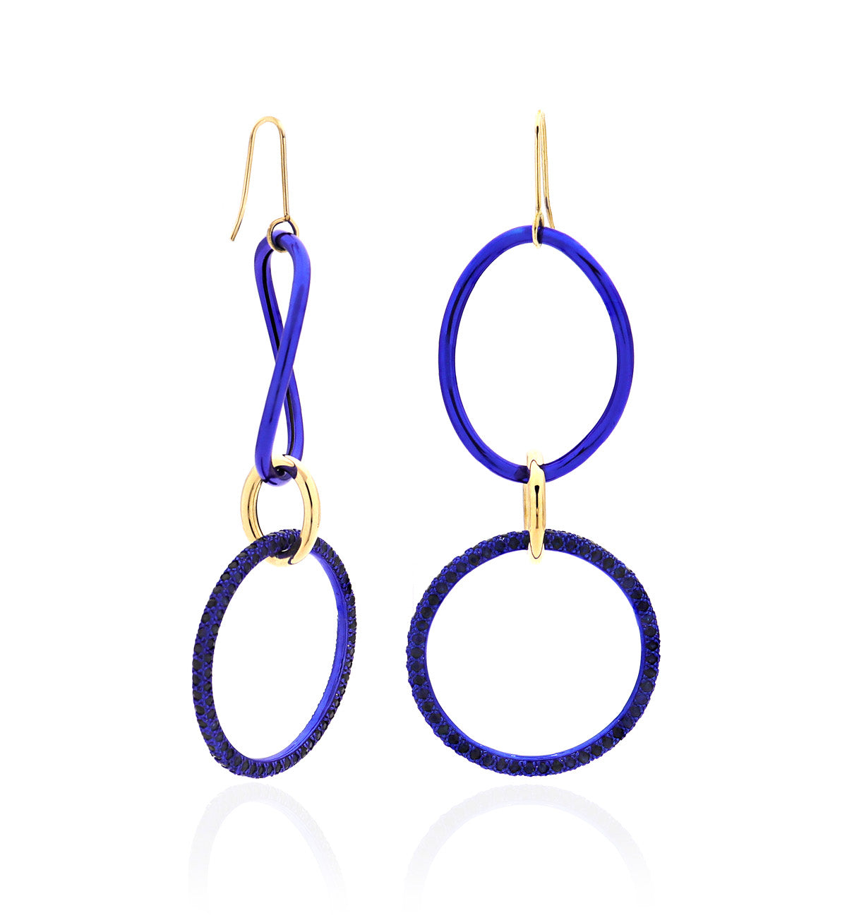 STELLA COLLECTION 18KT GOLD EARRINGS - BLUE SAPPHIRES - LARGE LINK