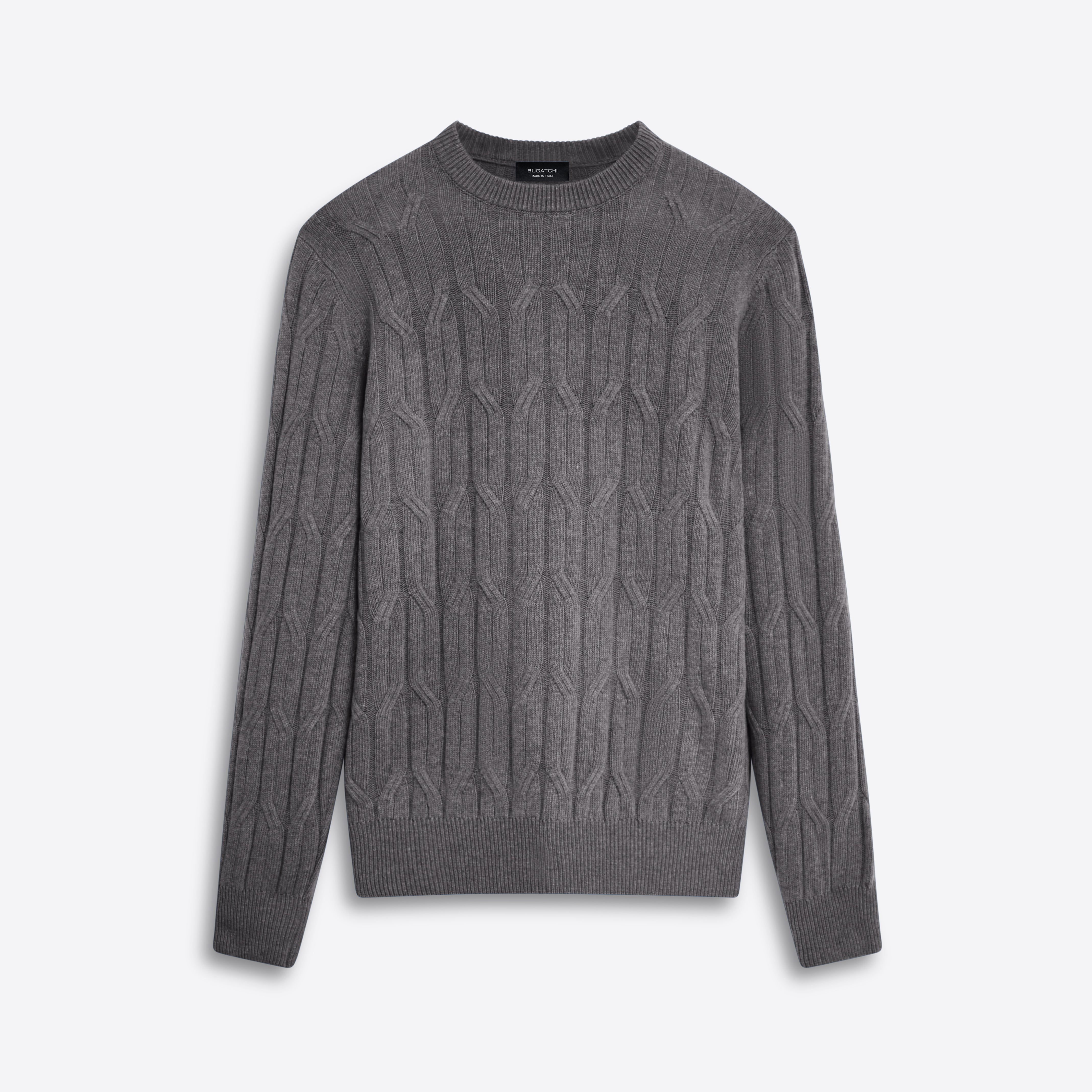 Image of Crew Neck Cable Jacquard Sweater