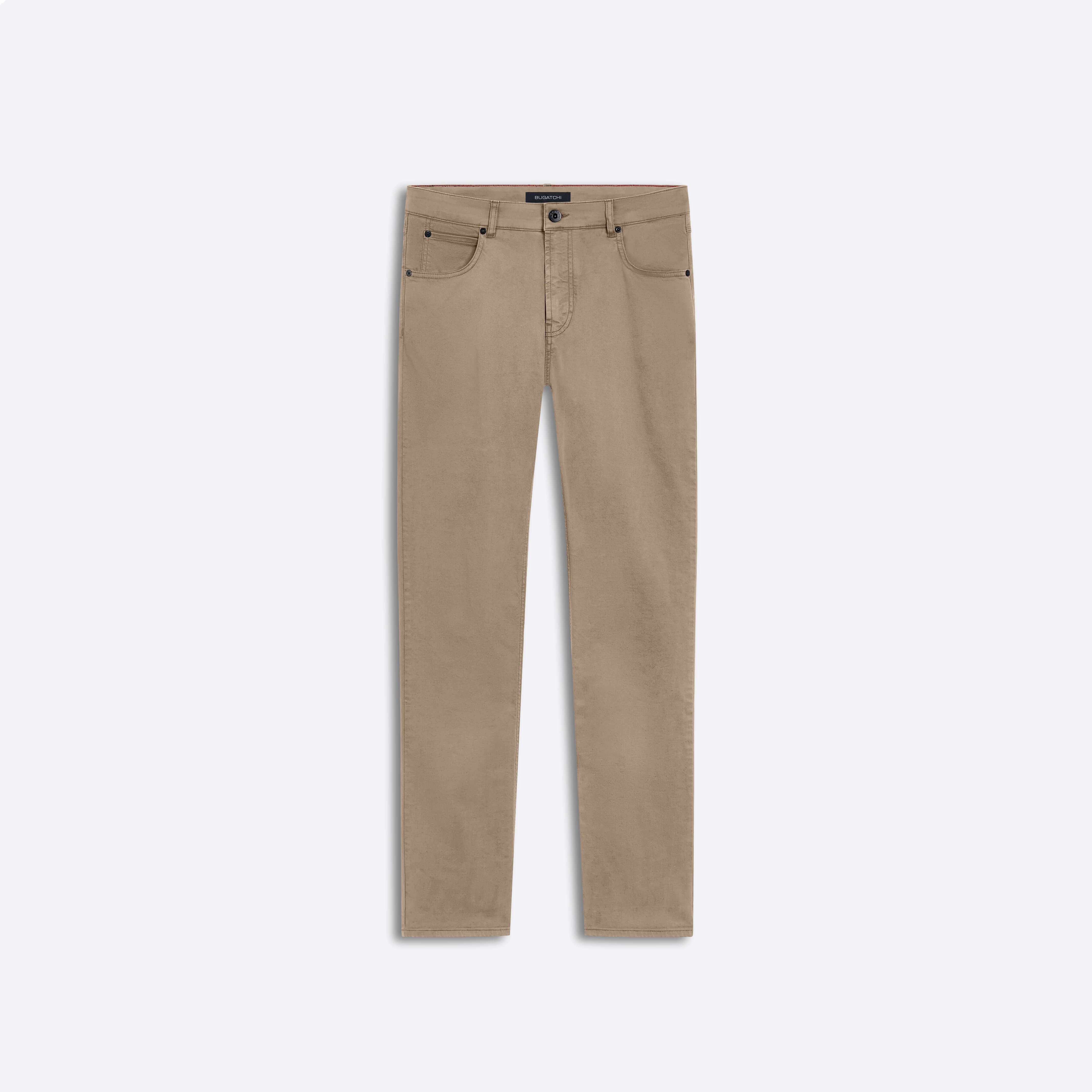 Image of Solid Cotton Five-Pocket Pants